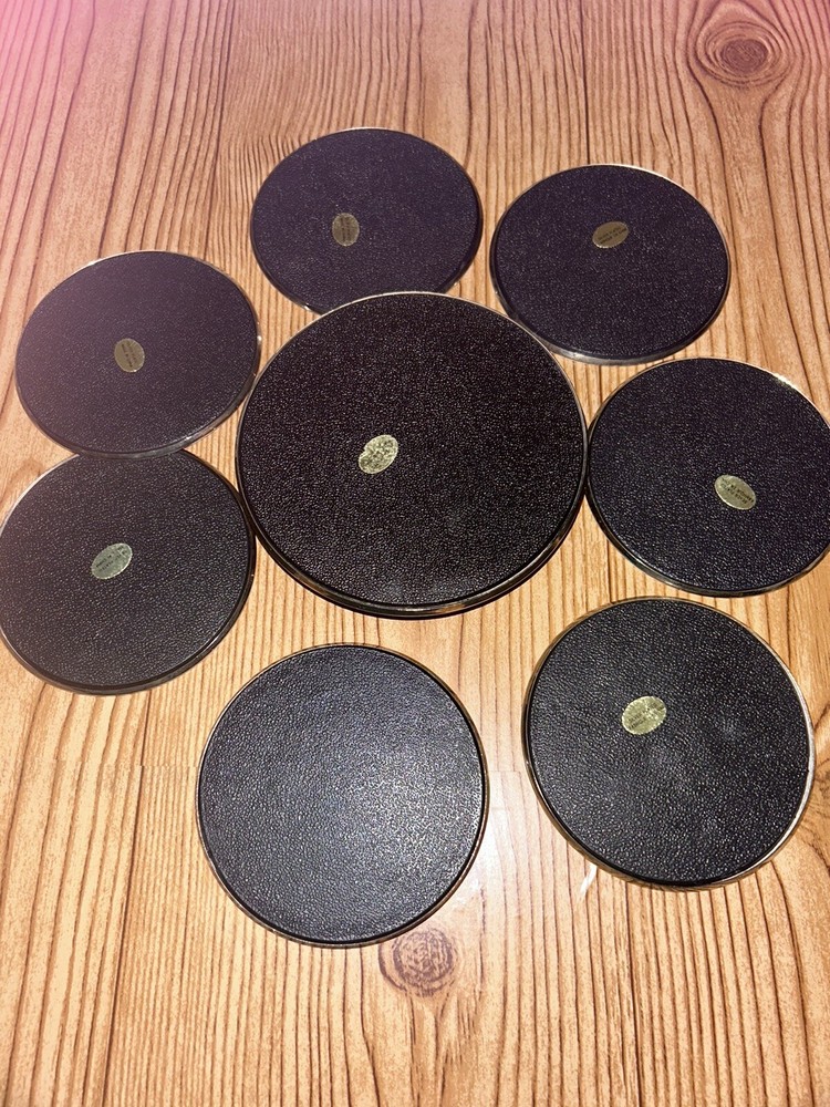 7 Piece Vintage Silver Plated Coaster Set - 6 Coasters 1 Caddy