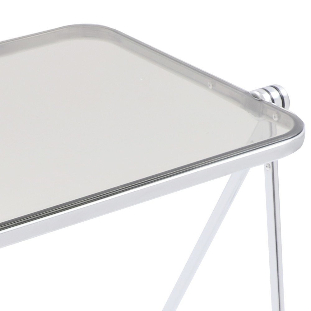 Clear Foldable Side Table, Tiny Desk for Home Office, Small Computer Desk