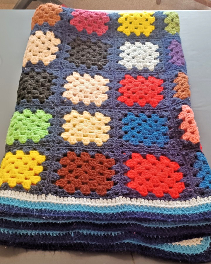 Handmade Granny Square Afghan Approx 62x96 B