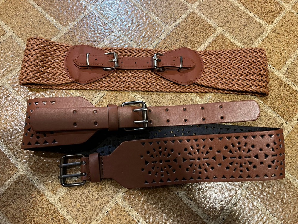 Two S/M Brown Accessory Belts For Dresses Etc