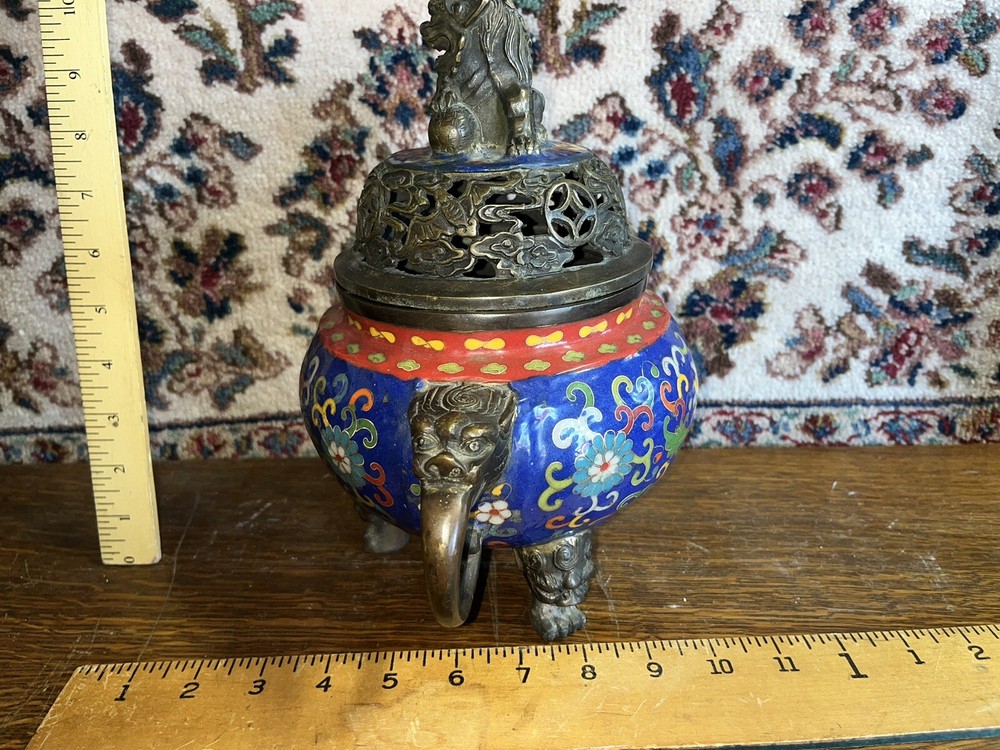 Large Chinese Bronze Base Cloissone Censer