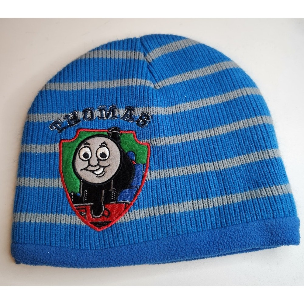Thomas The Train Blue Striped Beanie Cap Winter Warm Cozy