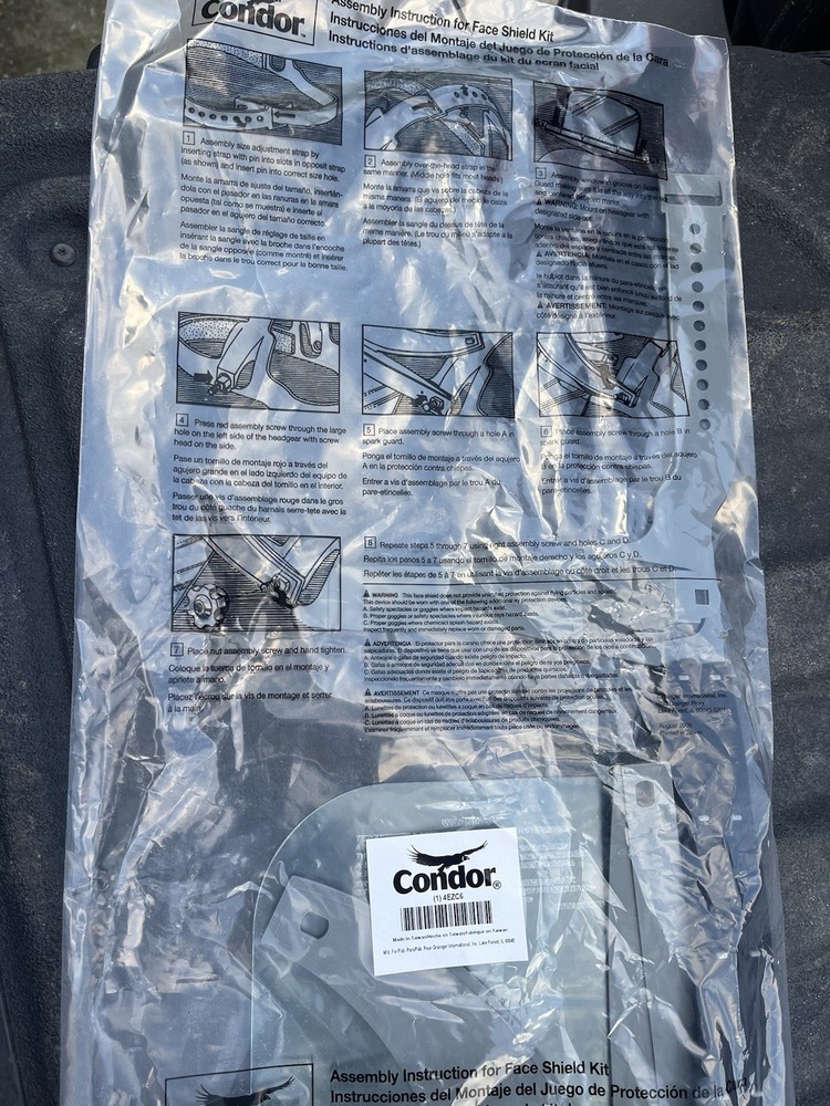 CONDOR Pinlock Face Shield Assembly: Uncoated, Clear Visor, Polycarbonate