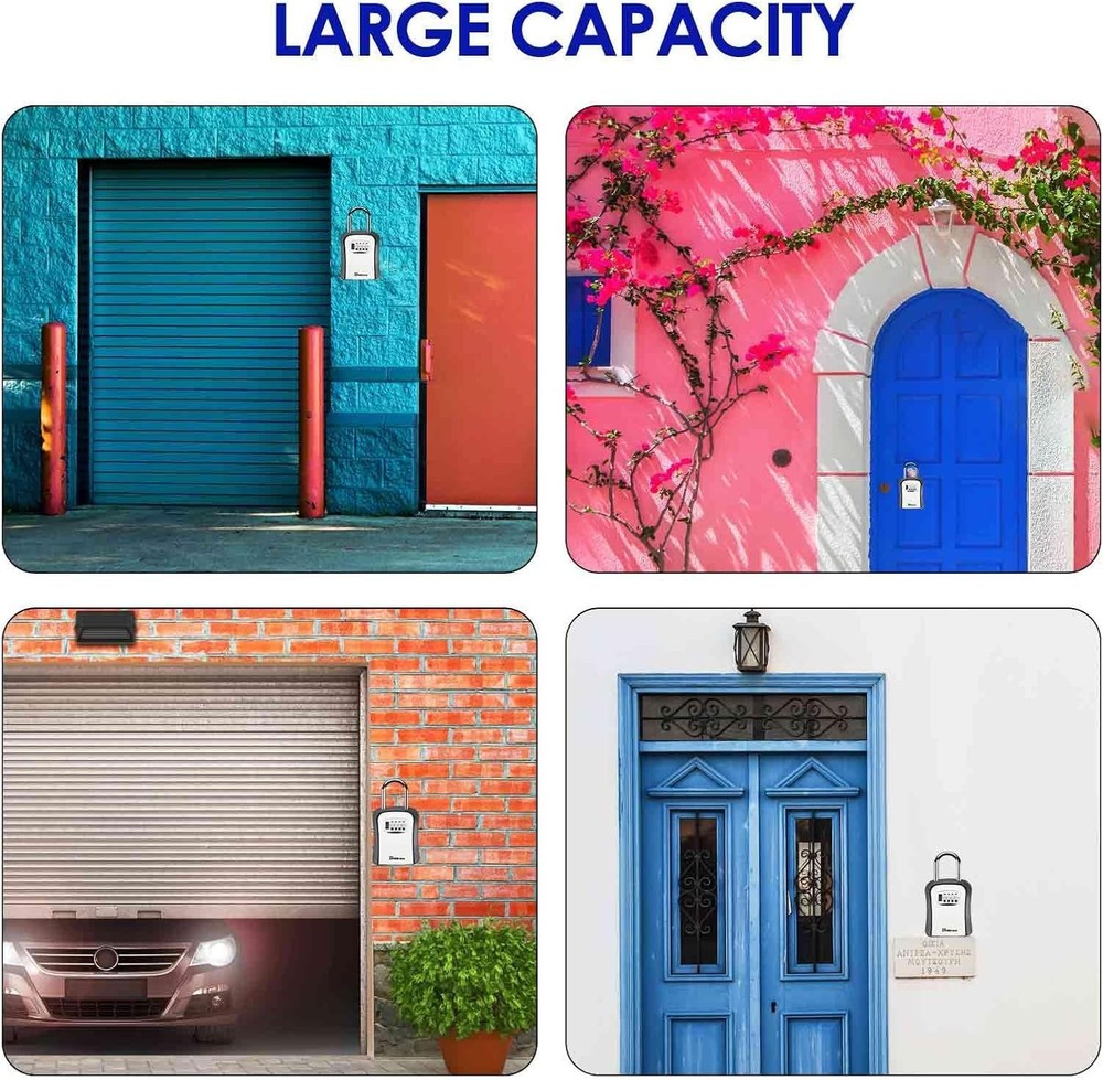 2 Pack Key Lock Box, Waterproof 4 Digits Combination Lockbox with Removable S...