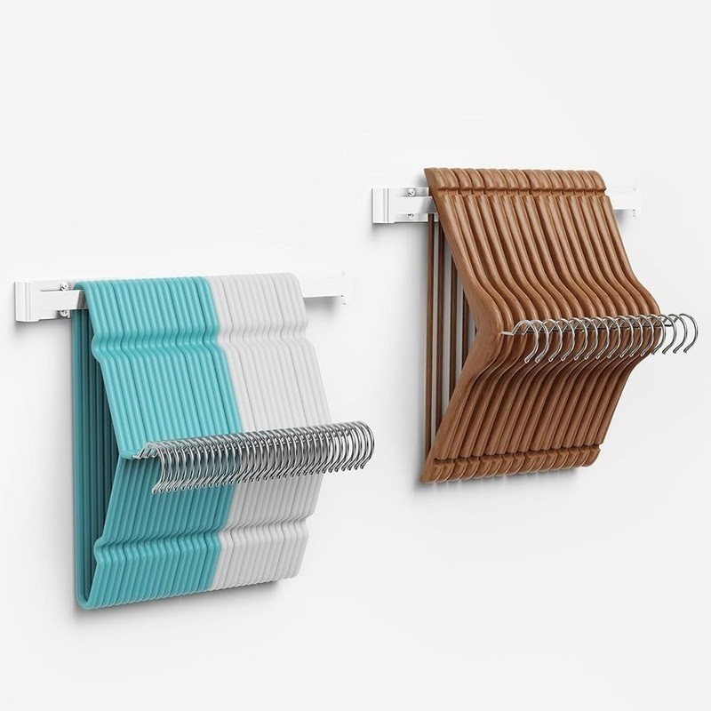 Wall Mount Clothes Hanger Holder Organizer Metal Space Saving Solution 2-Pack US