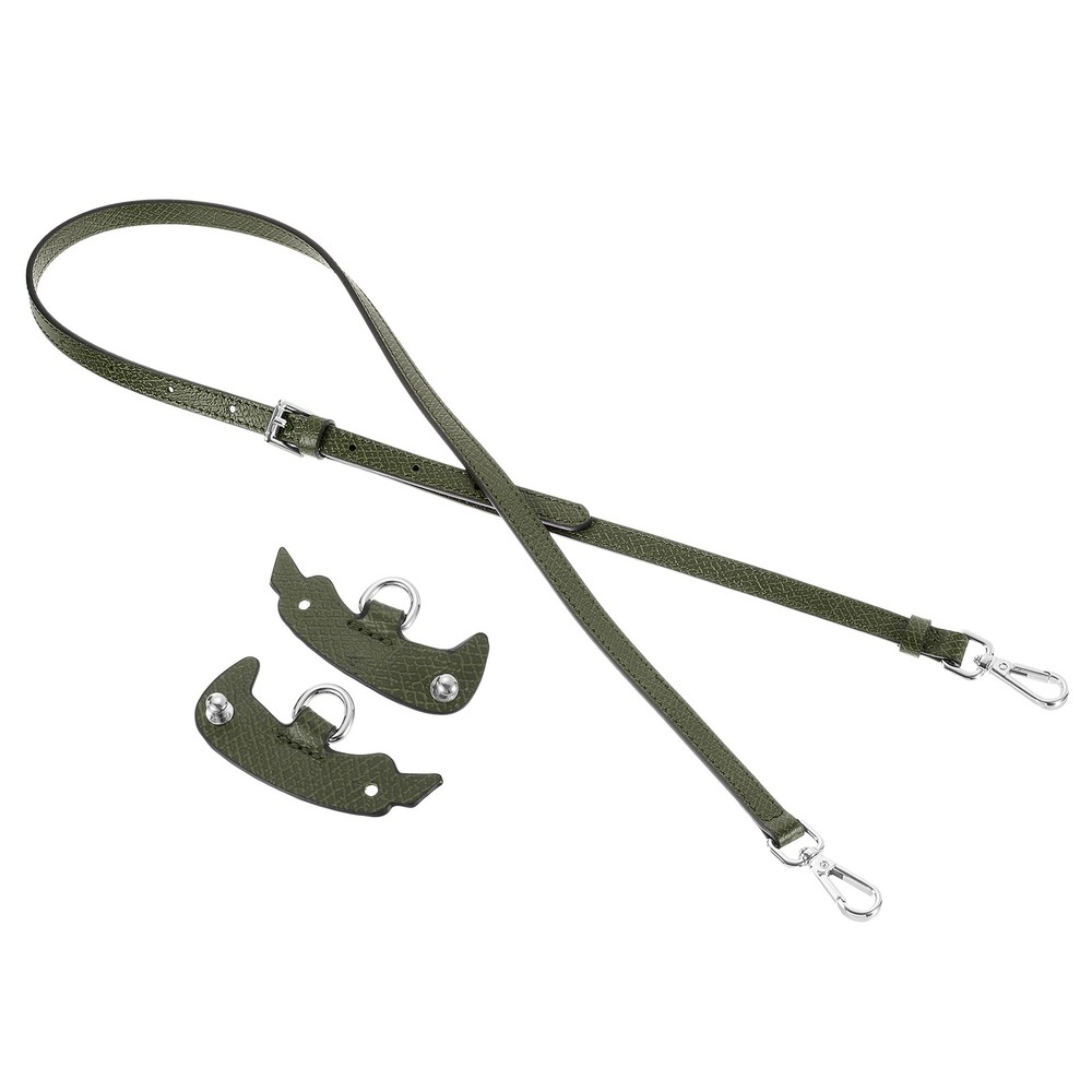 Leather Adjustable Replacement Bag Strap, Forest Green, Silver Buckle, 1 Set