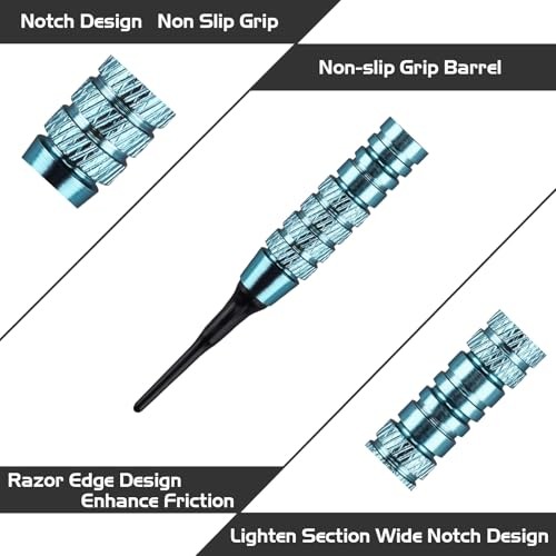 Darts Plastic Tip - Professional Soft Tip Darts Set for Electronic Blue