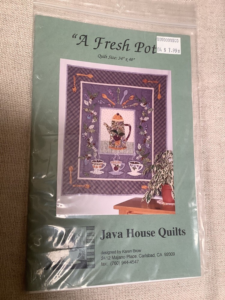 Java House Quilt Pattern A Fresh Pot Sewing Quilting Crafting 34 x 40”