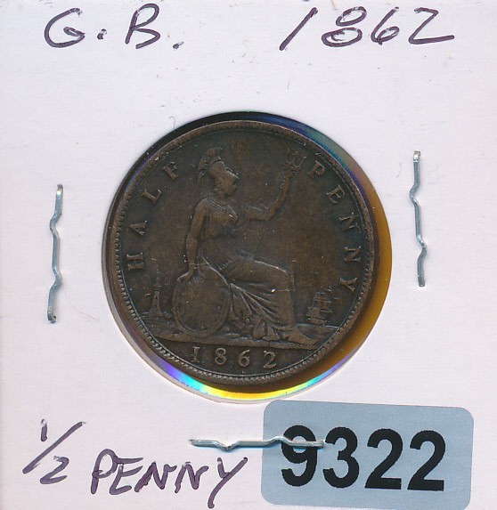 GREAT BRITAIN - 1/2 PENNY - 1862 - #9322