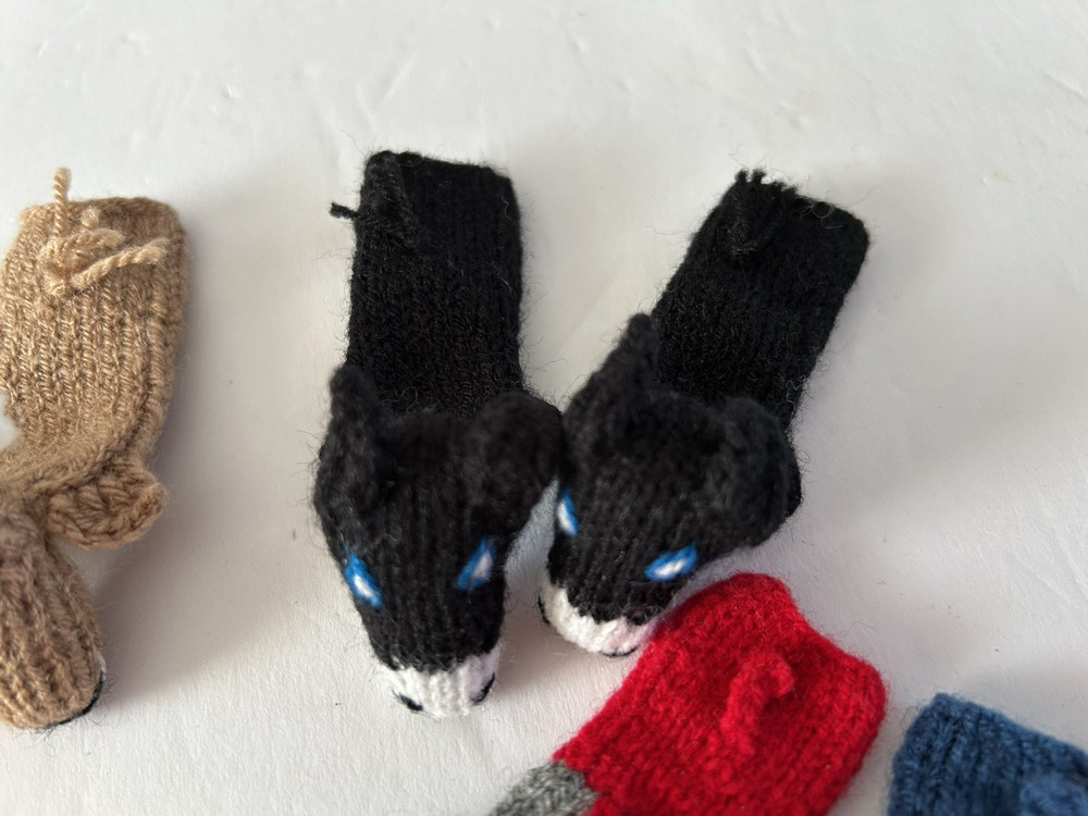 12 Knitted Finger Puppet Animals Crochet Handmade