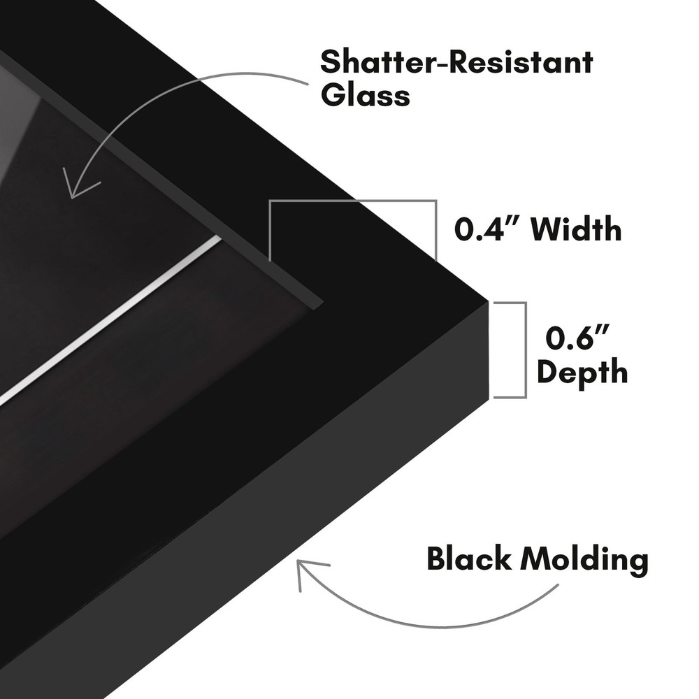 Square Photo Frame 5x5, Thin Border, Hanging Hardware Included, Black