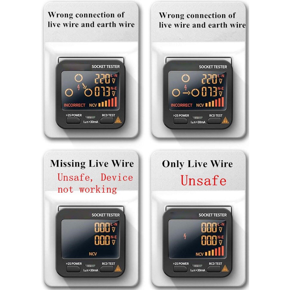 1Pc US Plug AC11 Socket Tester Digital Display Voltage Checker Detector Tool