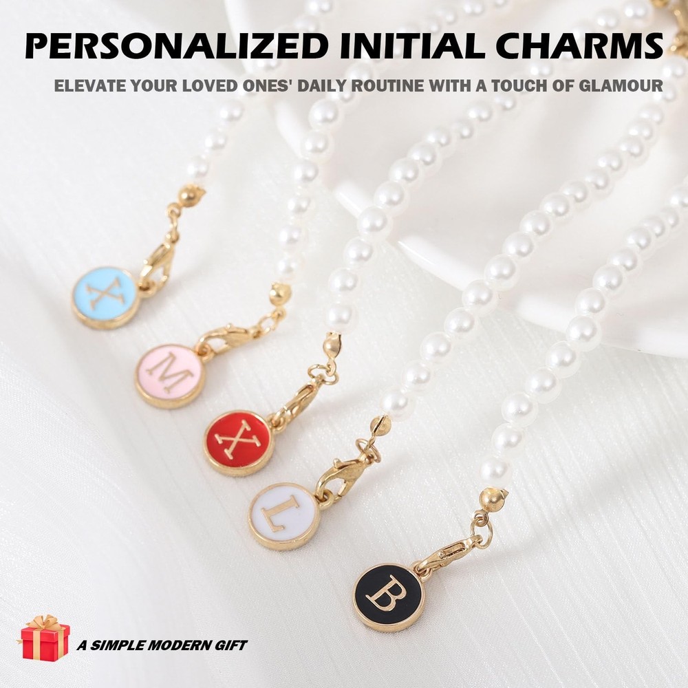 Letter Charm for Stanley Cup，Pearl Chain Accessories Stanley Cup Initial