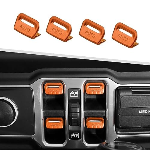 for JL/JT Window Button Cover, 4 Pack Window Switch Cover Trim Interior Orange