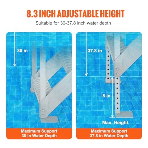 Dock Stairs 4 Steps, 500lbs Load Pool Steps, Adjustable Height NEW-4 Step