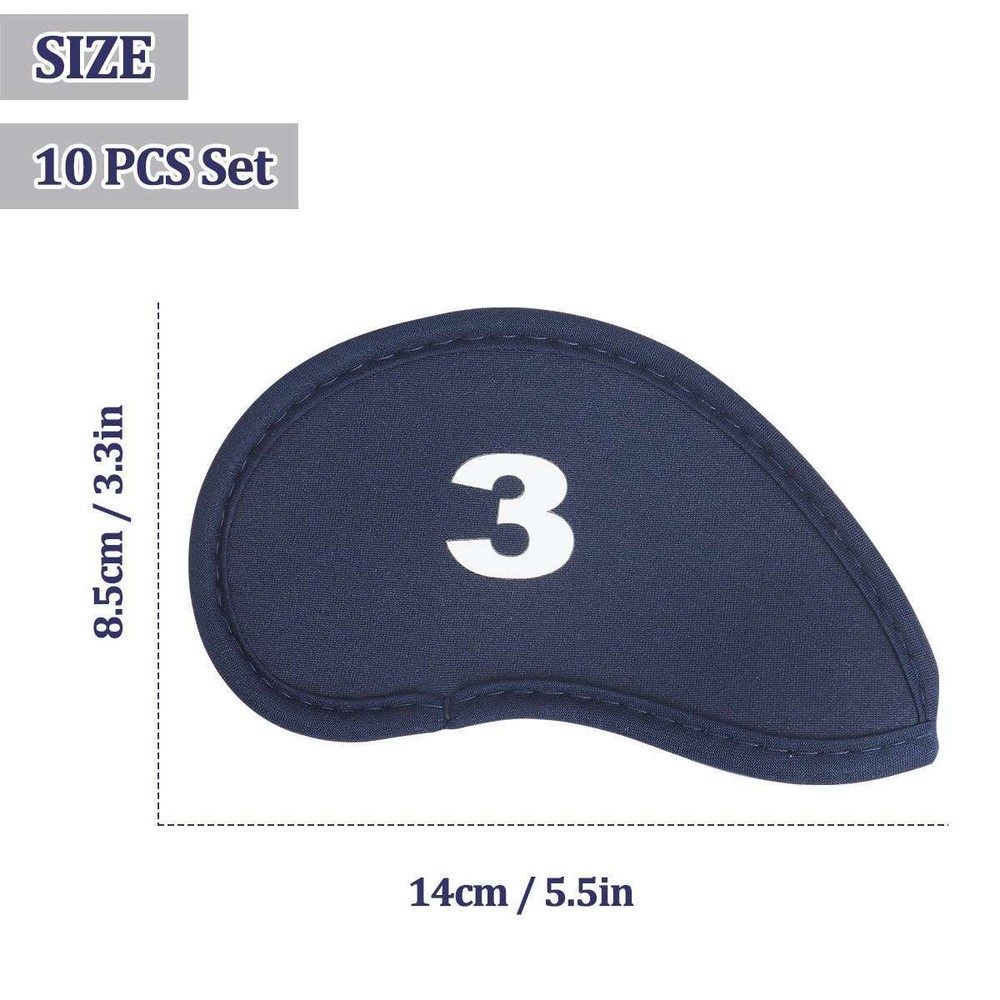 10Pcs Golf Club Iron Head Covers Golf Head Protector Set Neoprene Golf Accessory
