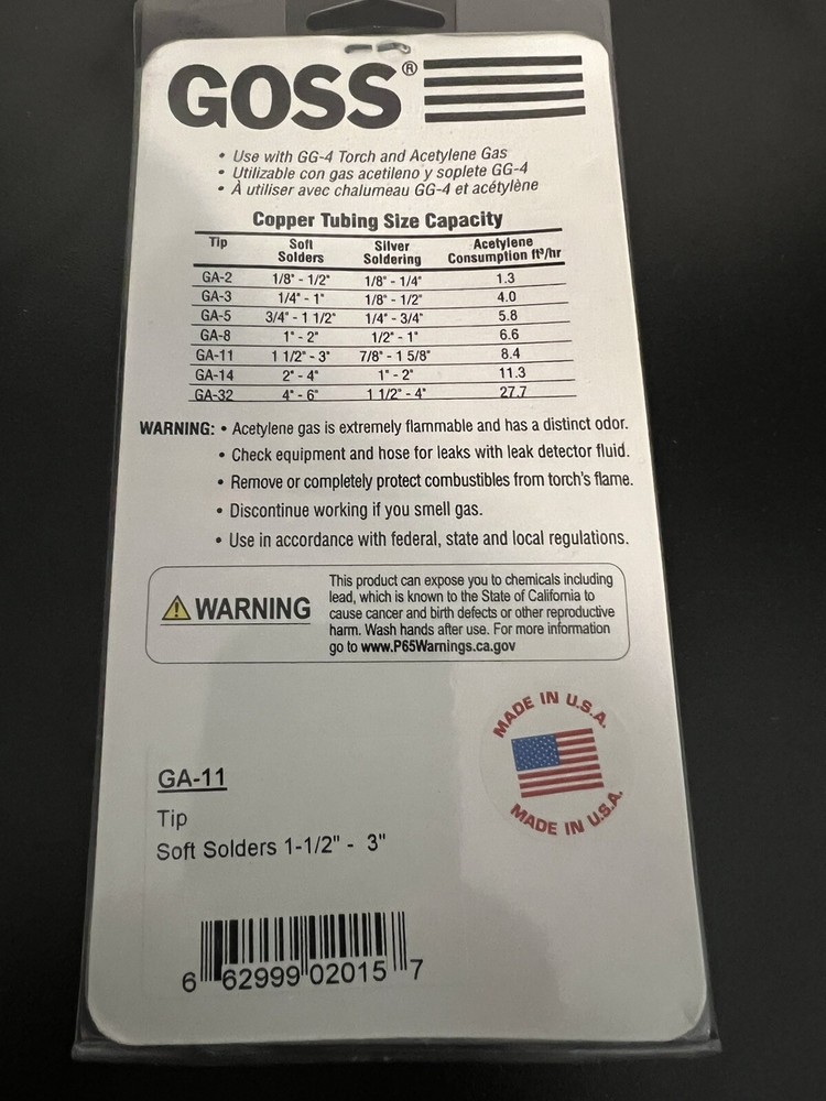 Goss GA-11 Welding Tip