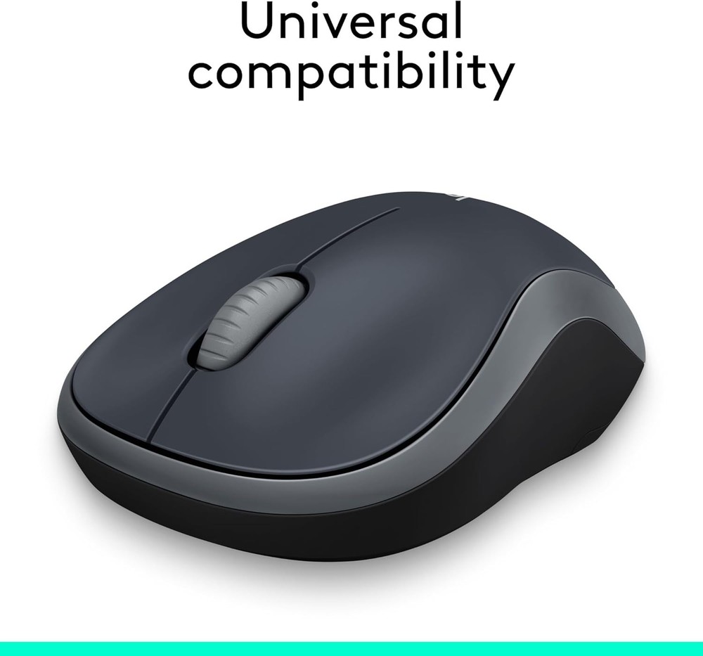 M185 Wireless Mouse - Ambidextrous Design, 1000 DPI Optical Tracking, Swift Grey
