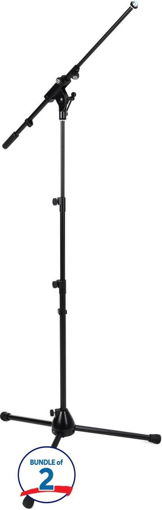 K&M 252 Microphone Stand with Telescoping Boom (2 Pack) - Black