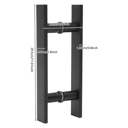 Double Sided Stainless Steel Door Handle H Shape Push Pull Door Handle Black