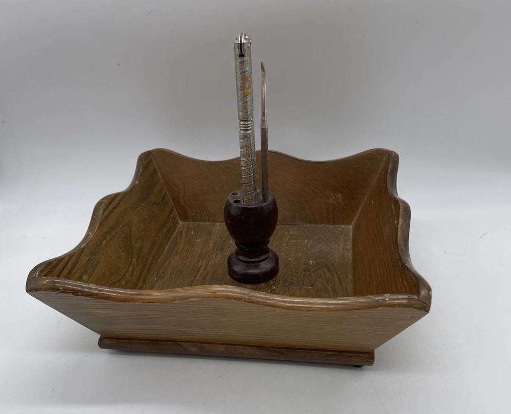 Vintage Nut Tray with Nutcracker Holder & Partial Nutcracker Set (2 Pieces)