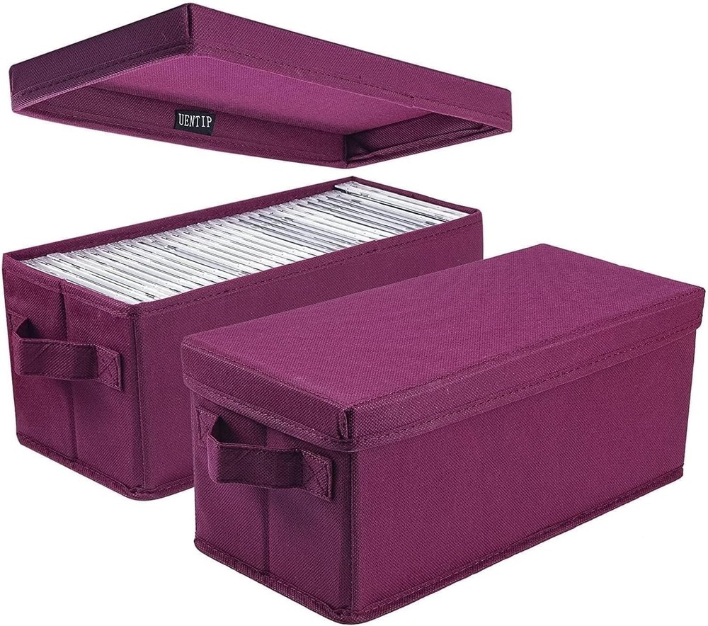 CD Storage Boxes - Pack of 2 DVD CD Case Storage Container Holds 30 Cds in Full