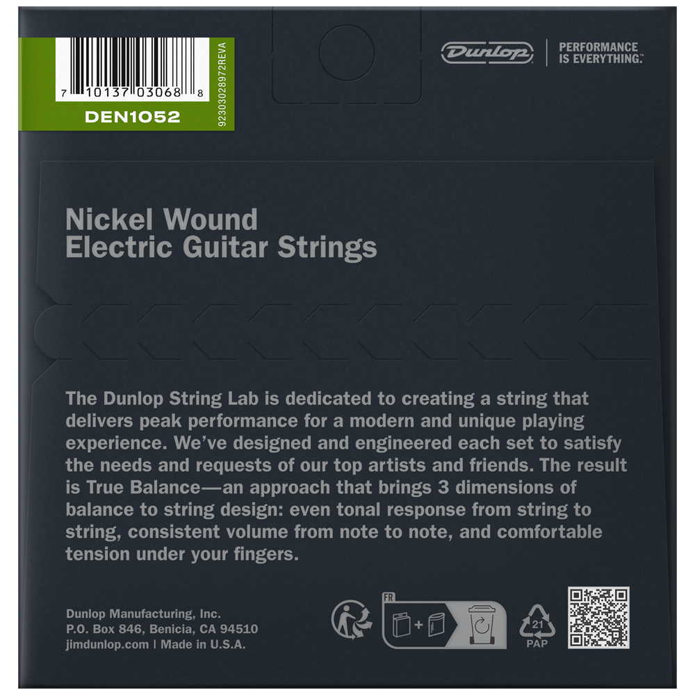 Dunlop Performance+ Electric Guitar Strings 10-52, DEN1052