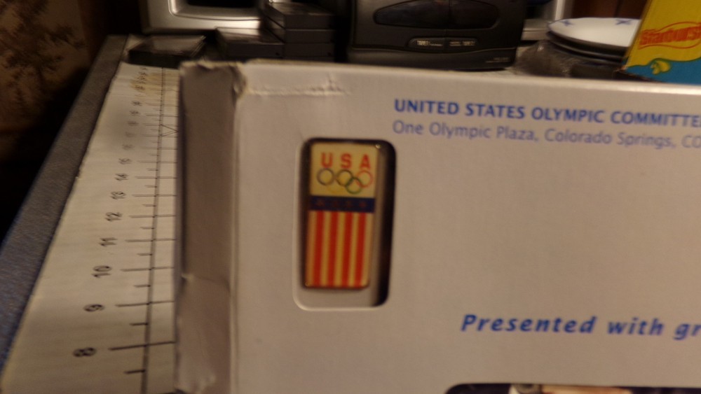 USA Olympic Rings Flag Pin.