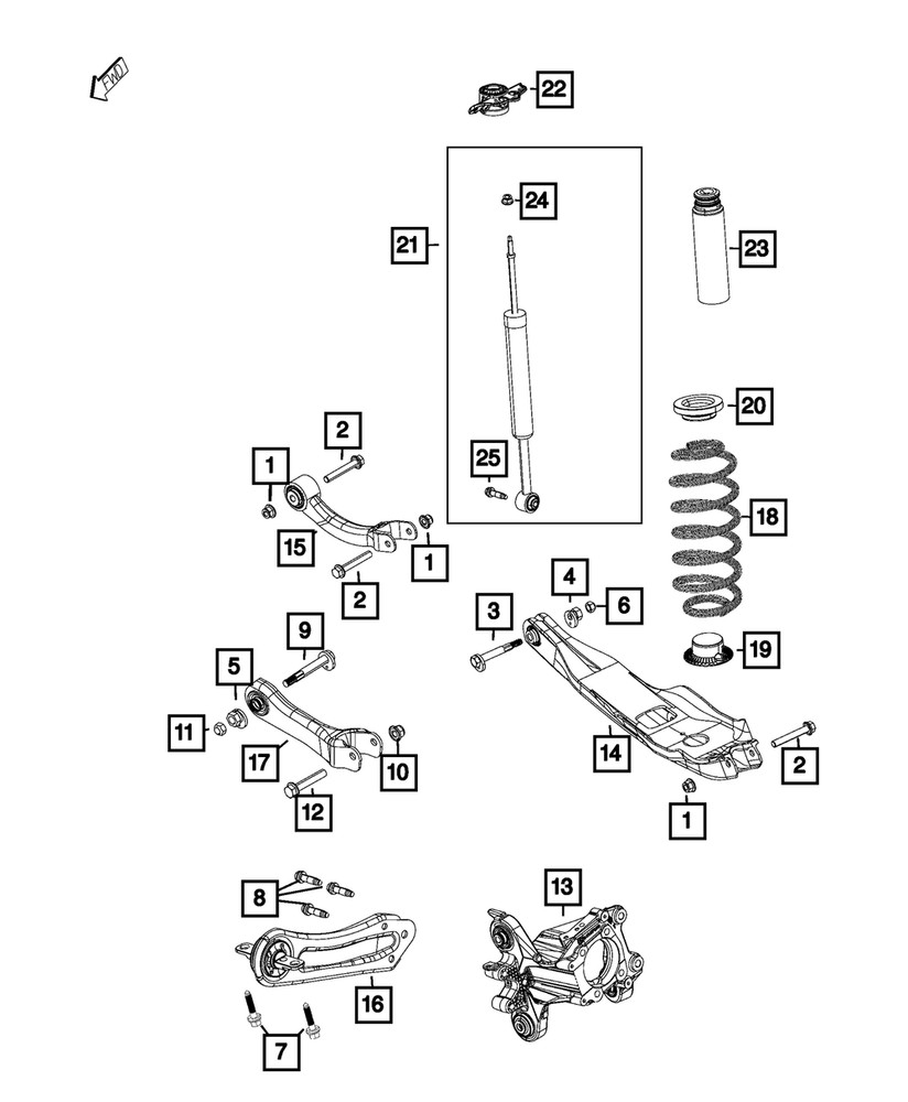 Genuine Mopar Trailing Arm Link Assembly Left 68155227AF