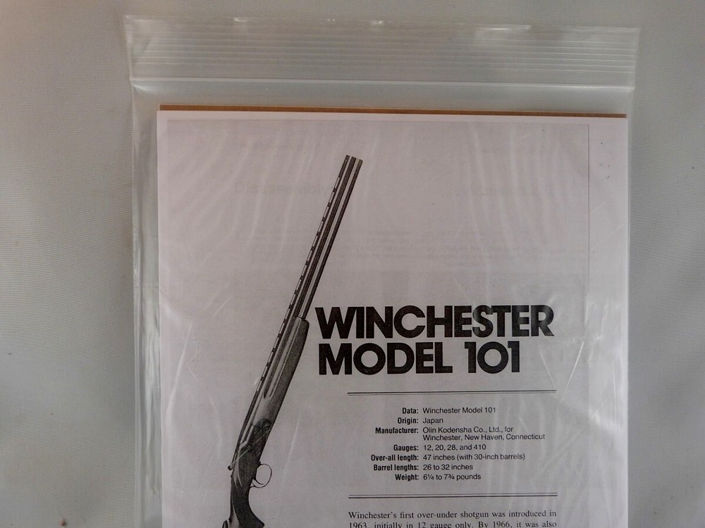 WINCHESTER MODEL 101 SHOTGUN BREAK DOWN INSTRUCTION KIT