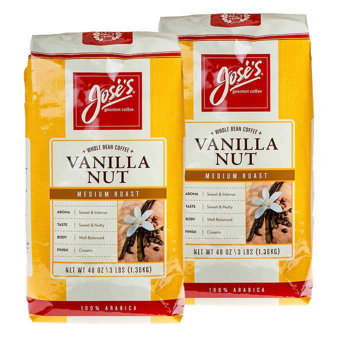 Jose’s Vanilla Nut Whole Bean Coffee 3 lb, 2-pack Medium Roast