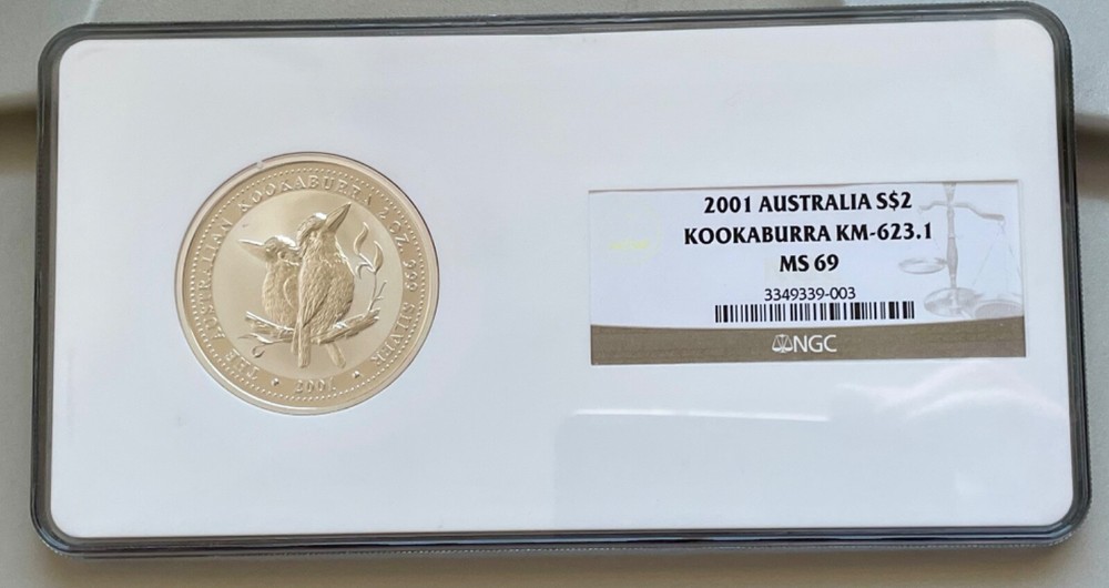 2001 Australia $2 Kookaburra Silver Coin MS69