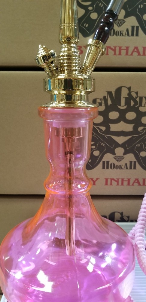 Solid brass Hookah *pink* in suit case 21"