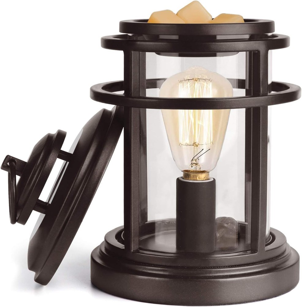 Metal Wax Warmer with 2 Edison Bulbs