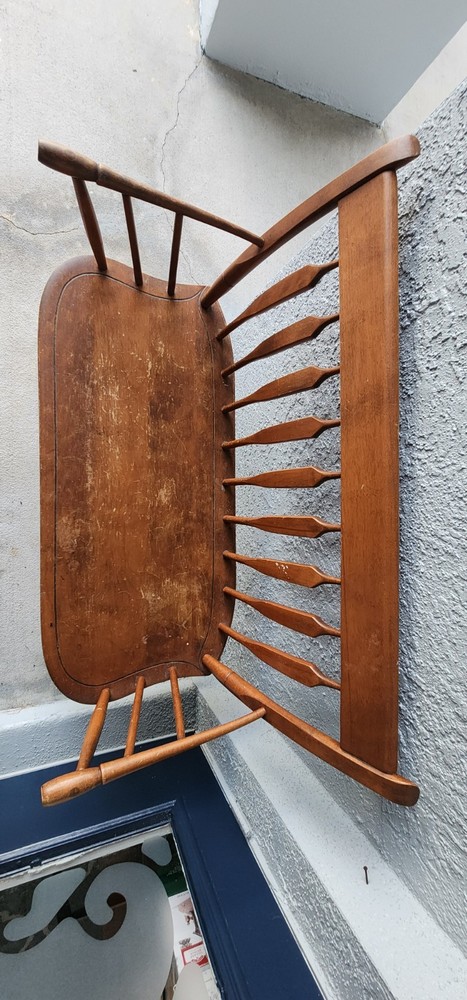 Vintage Nichols & Stone Solid Maple Windsor Arrow-Back Wood Settee Bench