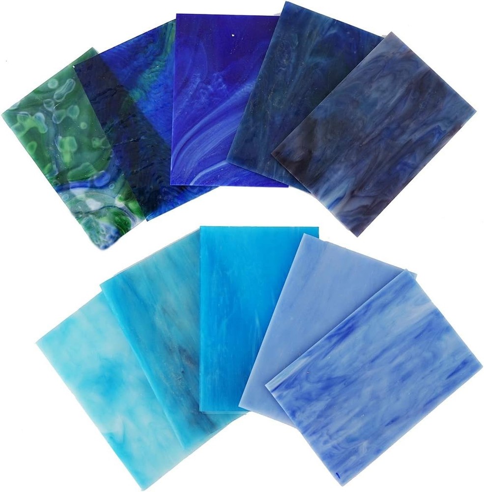 Stained Glass Sheets Variety Pack, 10-Pack Blue