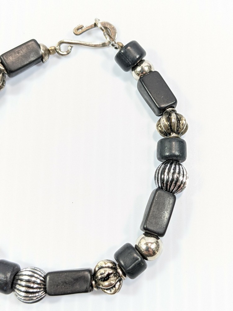Artisan Black Matte Rectangle Bead Toggle Bracelet