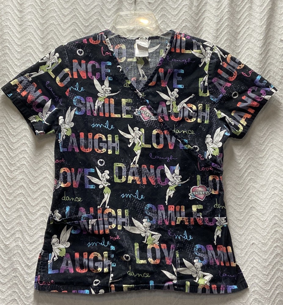Disney Tinkerbell Multicolored Size Small Scrub Top