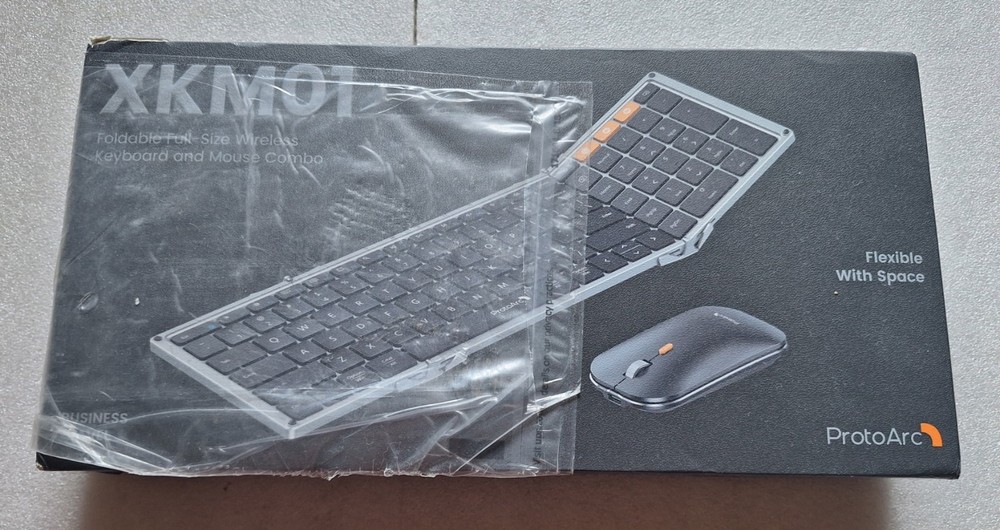 ProtoArc Foldable Keyboard and Mouse, XKM01 Folding Wireless Keyboard Mouse