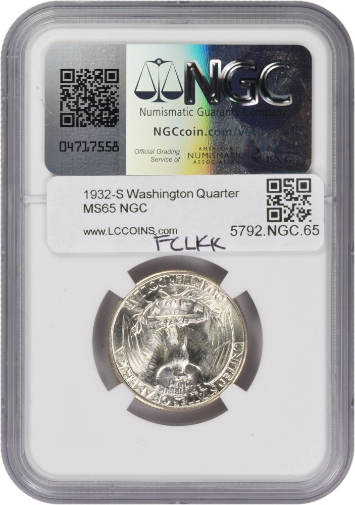 1932-S Washington Silver Quarter MS65 NGC