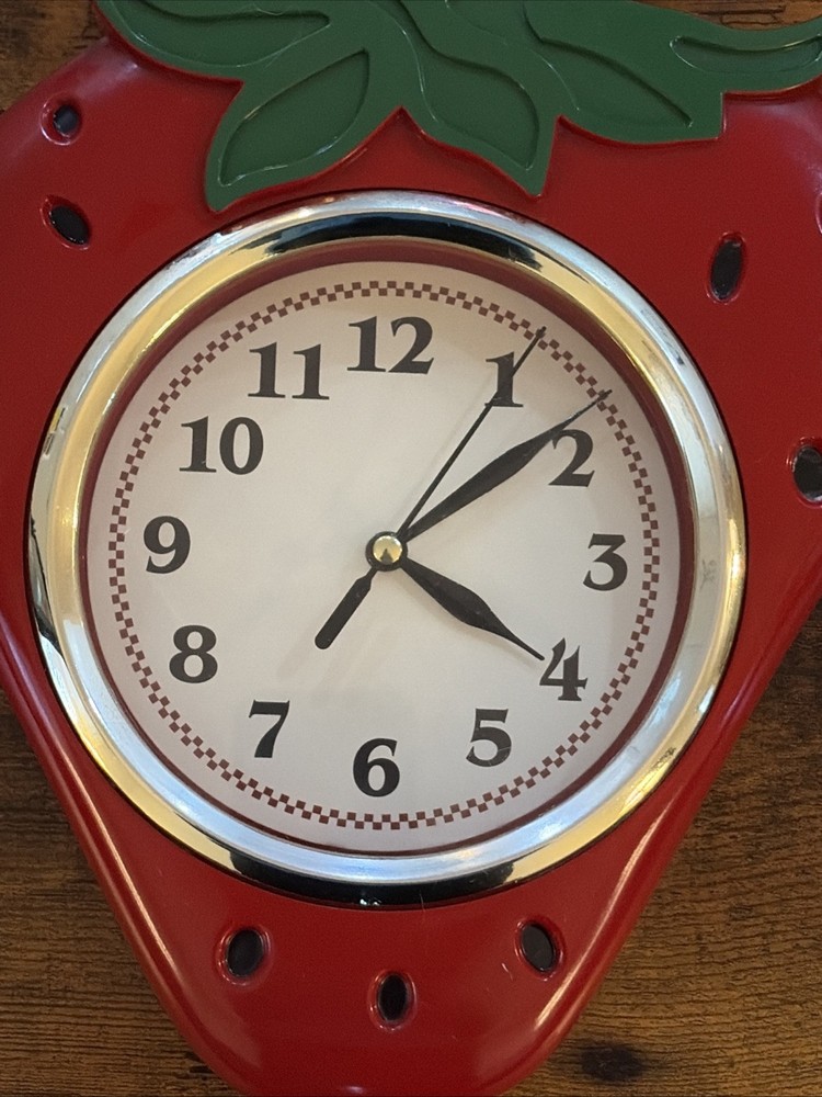 Vintage Decorative Strawberry Shaped Plastic Wall Clock (Tested/Working)