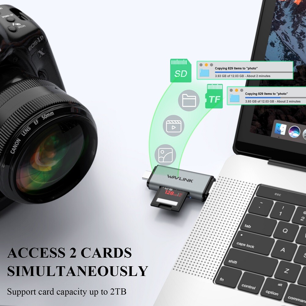 USB C/USB A Memory Card Reader SD SDXC SDHC MMC for MacBook/iPad Pro/Android