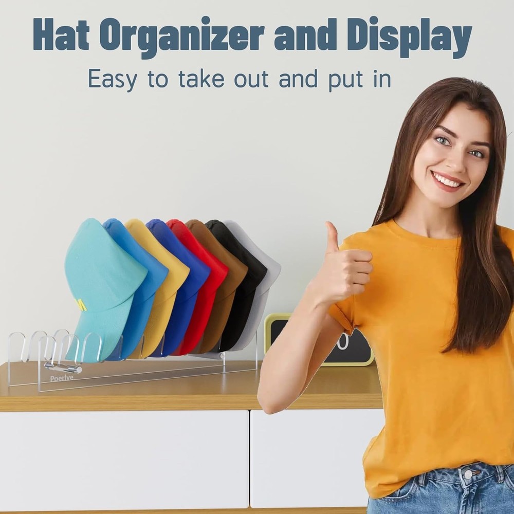 Elegant Acrylic Hat Stand for 10 Baseball Caps - Modern Storage Solution