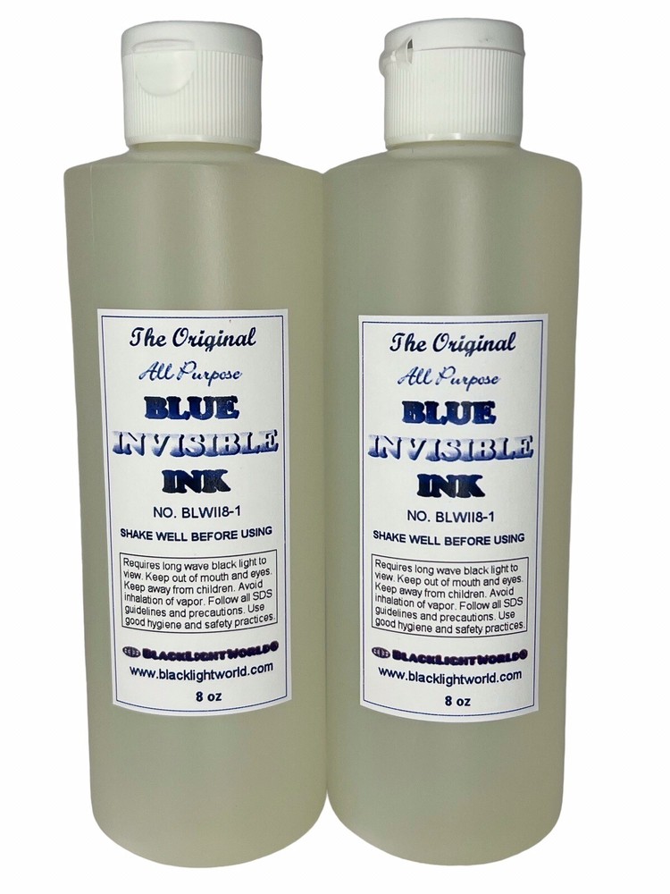 8oz Bright BLUE UV Blacklight Reactive Invisible Ink 2 Pack