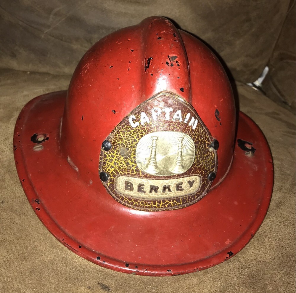 Antique MSA Fire Helmet with Leather Front Piece.
