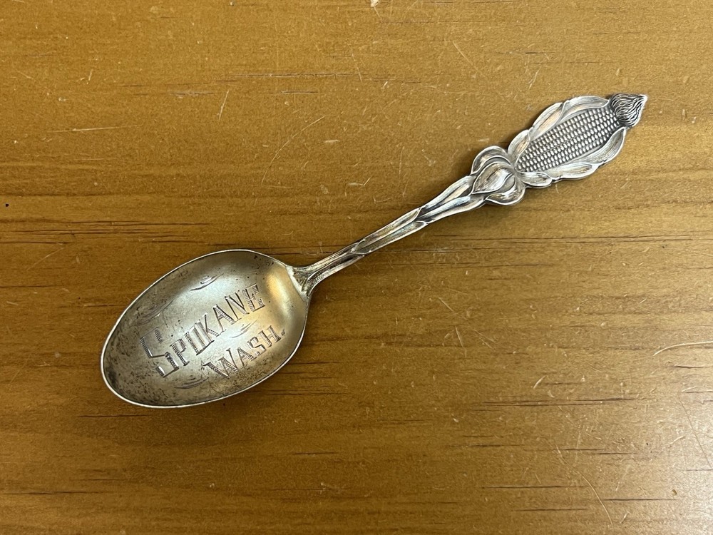 Spokane Washington Figural Corn Sterling Silver Souvenir Spoon