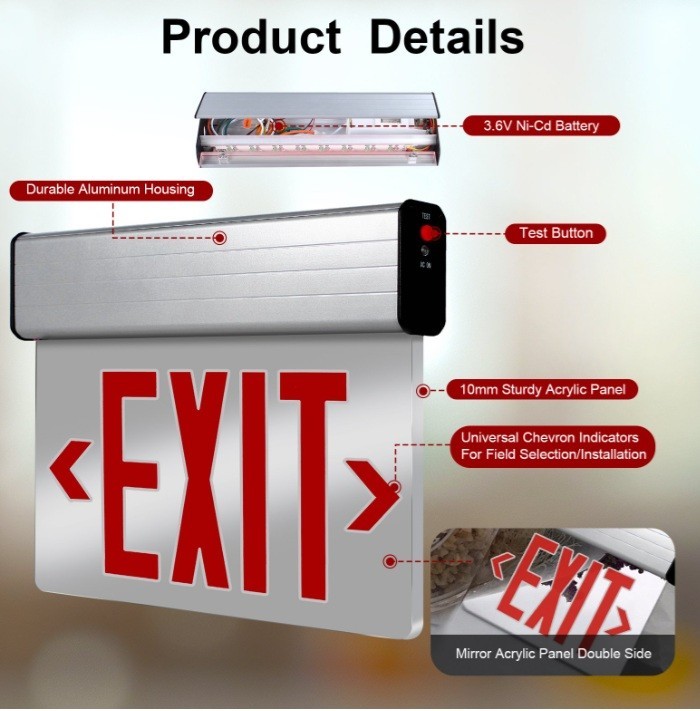 Qllite LED Edge-Lit Exit Sign with Battery Backup