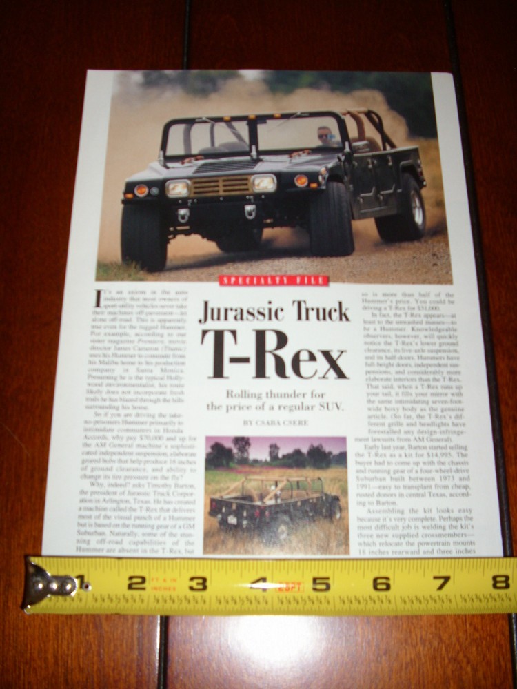 T-REX HUMMER - ORIGINAL 1999 ARTICLE