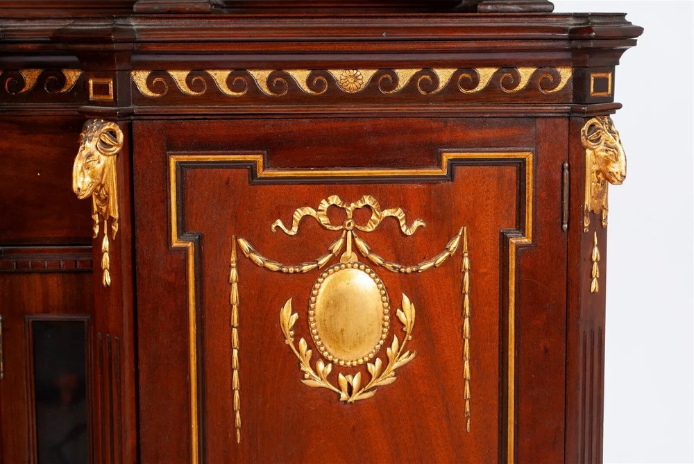 Breakfront Buffet, Neoclassical Style, Continental, Mahogany, Circa 1900s!