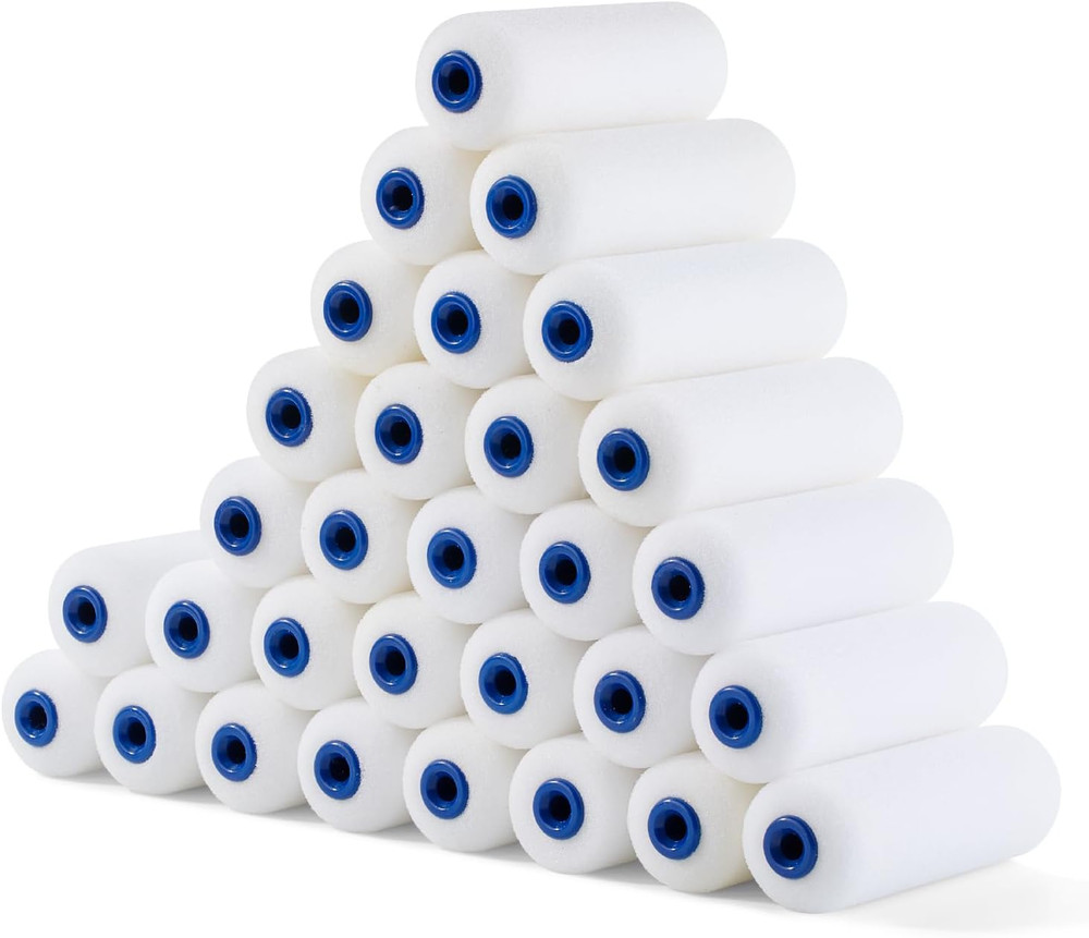 Bates Foam Paint Roller Covers 4" - 30 Pack, High Density Quality Rollers